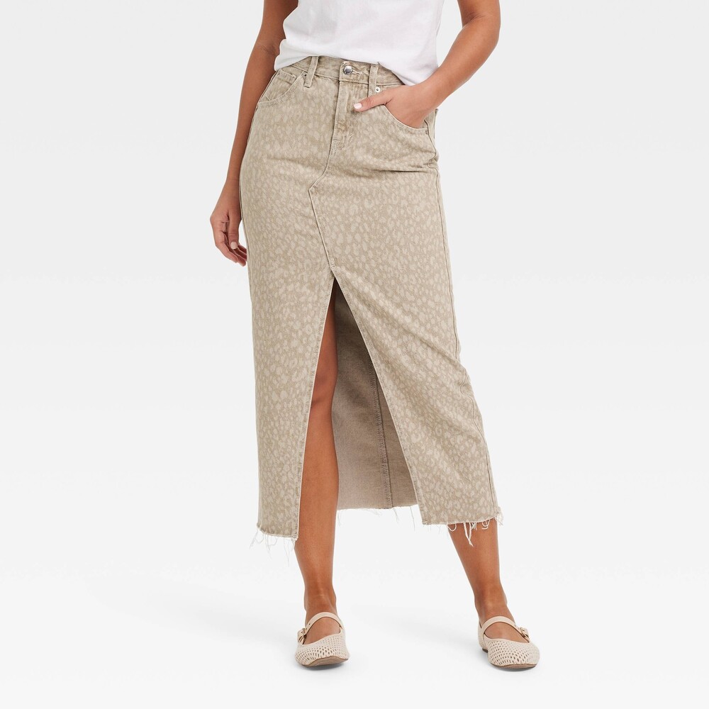 Denim Maxi Skirt - Light Leopard 16